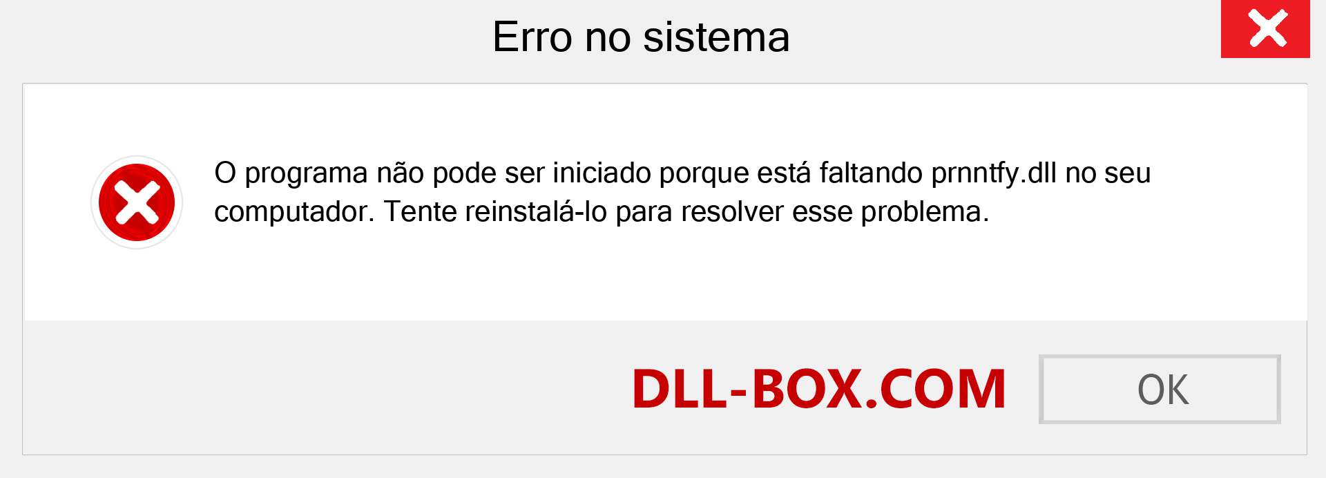 Arquivo prnntfy.dll ausente ?. Download para Windows 7, 8, 10 - Correção de erro ausente prnntfy dll no Windows, fotos, imagens